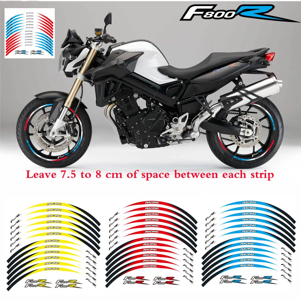 

New high quality 12 Pcs Fit Motorcycle Wheel Sticker stripe Reflective Rim For BMW F800R