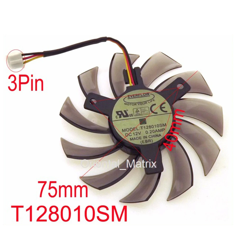 Cooler para Placa de Vídeo Gigabyte T128010sm 75 mm Dc12v 020a 40*40*40 mm Ventiladores e resfriadores - Imagem 2