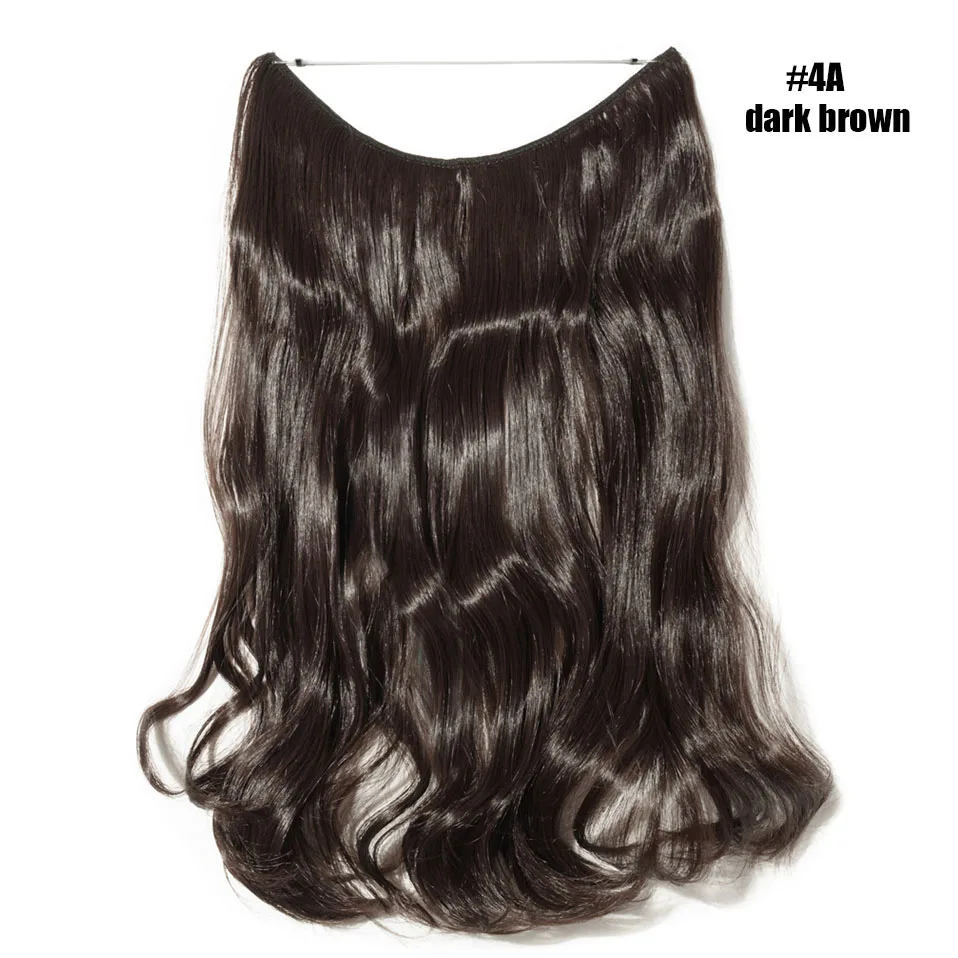 S-noilite длинные волнистые рыбий линии шиньоны невидимая проволока без зажимов в одном куске синтетические волосы для наращивания поддельные волосы для женщин - Цвет: dark brown