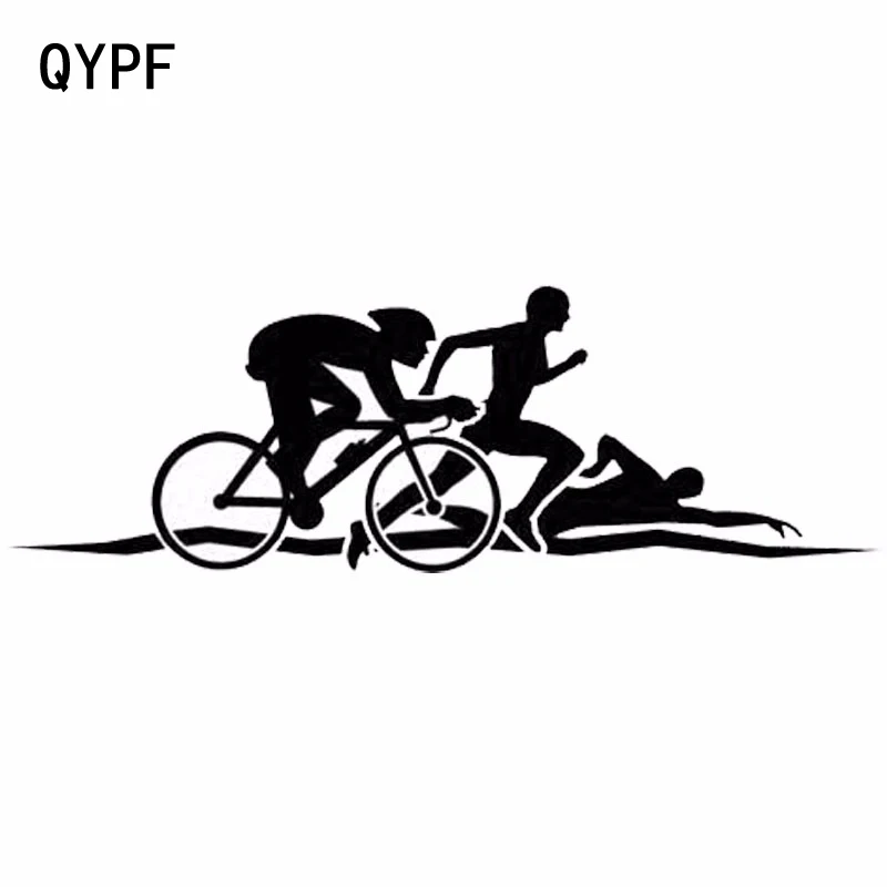 

QYPF 15.5cm*5.3cm Creative Personality Triathlon Funny Body Car Stickers S2-0051