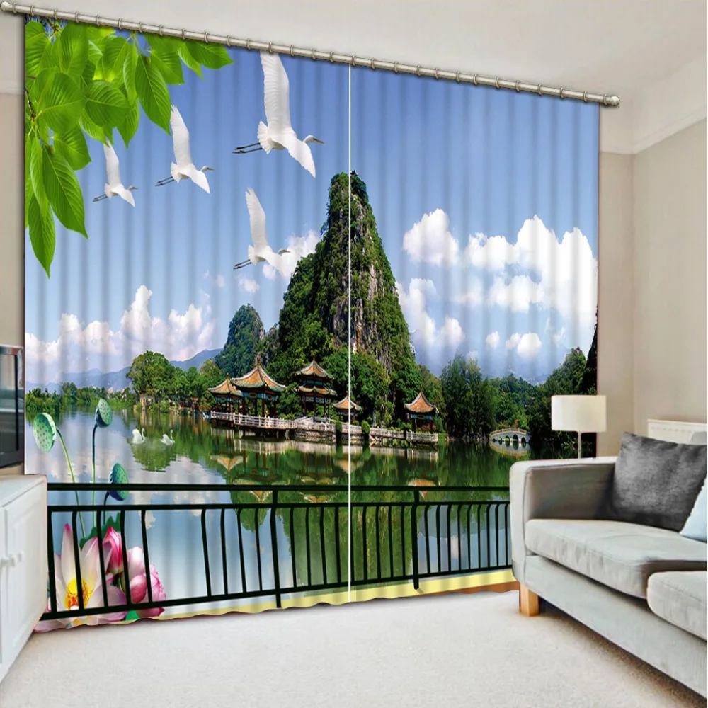 Гостиная Шторы Современные занавески на заказ 3d Даян горы для кухни затемненные