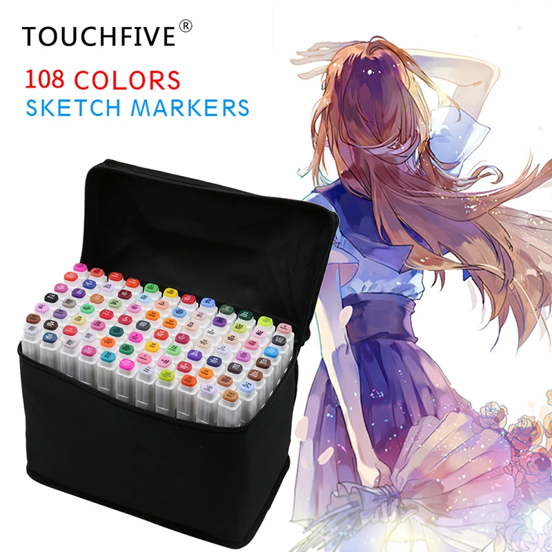 

TOUCHFIVE 108 Colors Graphic Marker Pen Set Sketch Art Markers Double Headed Art Pens Painting Drawing Supplies