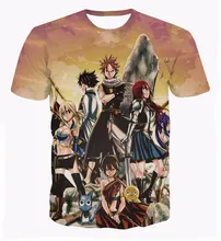 Classic Anime Fairy Tail T-shirts Natsu Dragneel/Lucy Heartphilia/Erza Scarlet Characters 3D t shirt Mens Casual tee t shirts