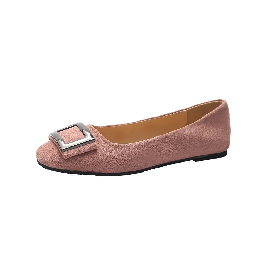 Женская обувь на плоской подошве ярких цветов с металлическими вставками; женские лоферы; летняя модная Милая повседневная обувь на плоской подошве; женская обувь; zapatos mujer; большие размеры 35-44 - Цвет: Розовый