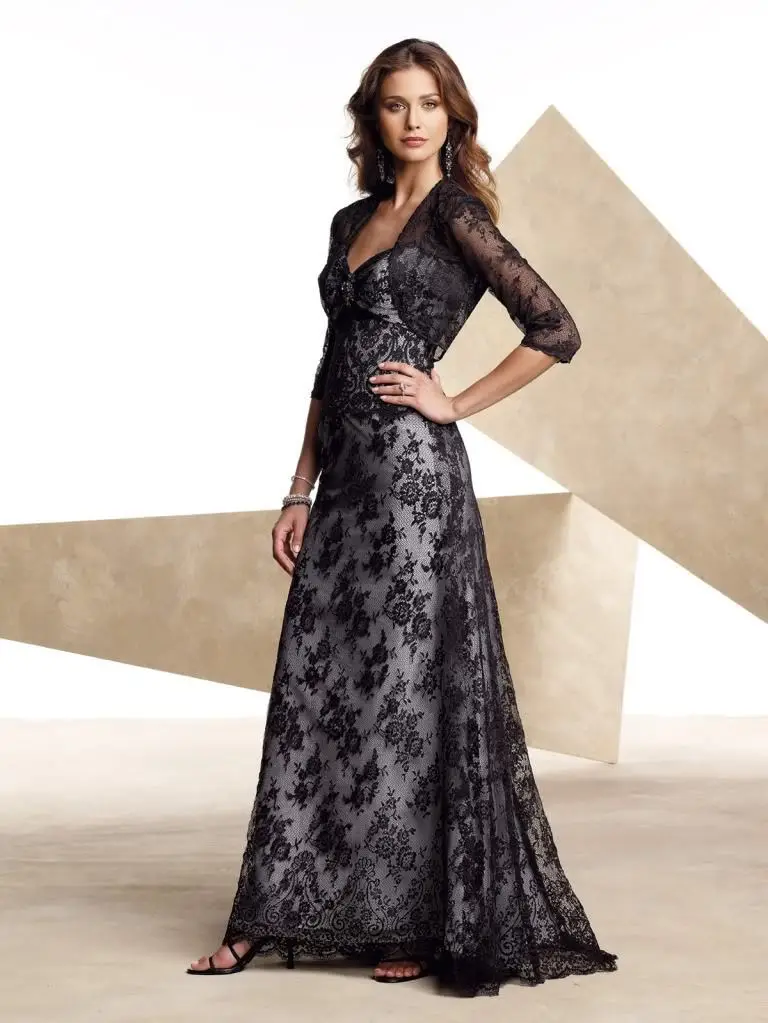 

free shipping bridal lace bolero jacket 2013 hot seller new brides maid dresses Unique Black Lace Formal Gown good Evening Dress