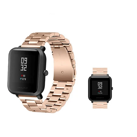 Rose Gold 20 мм металлический ремешок для Xiaomi Huami Amazfit Bip BIT Lite Молодежные умные часы из нержавеющей стали Сменные аксессуары для Amazfit - Цвет: Rose Gold