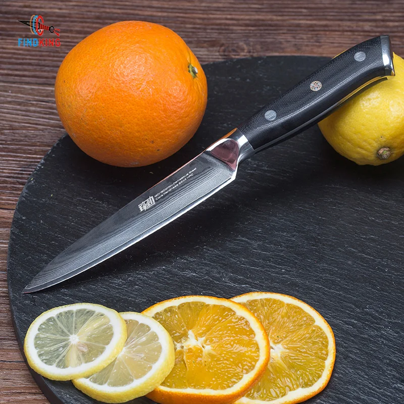 Кухонный нож из дамасской стали 5 дюймов с ручкой G10|Кухонные ножи| |