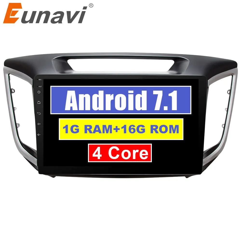 

Eunavi 10.1'' Quad core 2 din Android 7.1 Car Radio Autoradio GPS Navigation 1024*600 For Hyundai Ix25 Creta Stereo Wifi BT USB