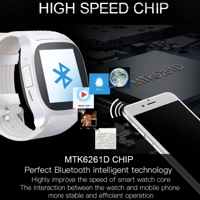 

Men and Women T8 Bluetooth Smart Watch Support SIM &TF Card With Camera Sync Call Message Smartwatch Watch For Android