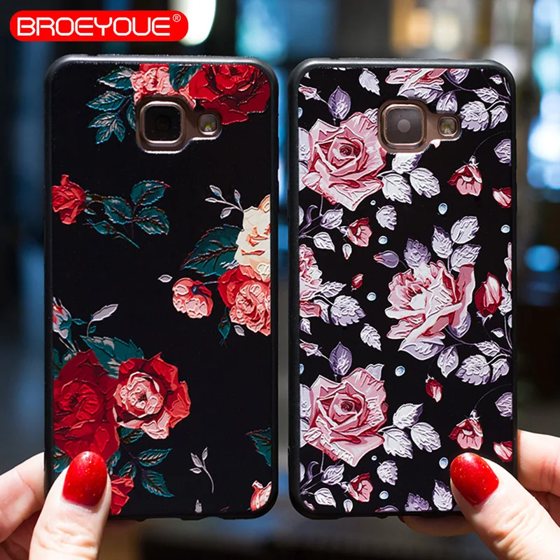 BROEYOUE Case For Samsung Galaxy J3 J5 J7 2017 Relief Silicone A3 A5 A7 3D Flower Matte Phone Cases Cover Coque |