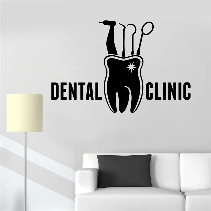 Dental Clinic Sign Wall Sticker Decal Design Dentist Vinyl Window