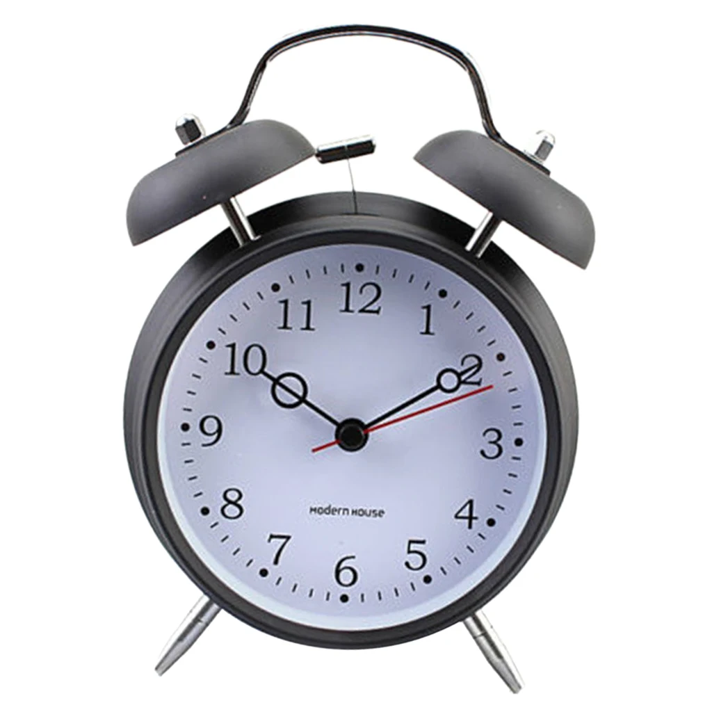 Classic Retro Twin Bell Silent Non-ticking Sweep Quartz Movement Loud Alarm Clock with Night Light for Bedroom Bedside Office