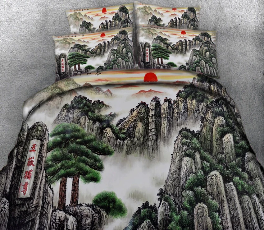 

Misty peaks in the sunrise 3d effect photo bed linen can be customized photo pattern