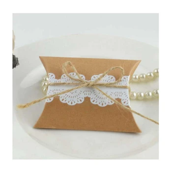 

100pcs Vintage Pillow Box Lace Decoration Macarons Cake Box Chocolate Cookies Box Baking Package Wholesale