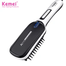 Kemei1663 Universal Voltage Hair Straightener Brush Comb Rapid Heating Straightening Irons Professional Hair Brush