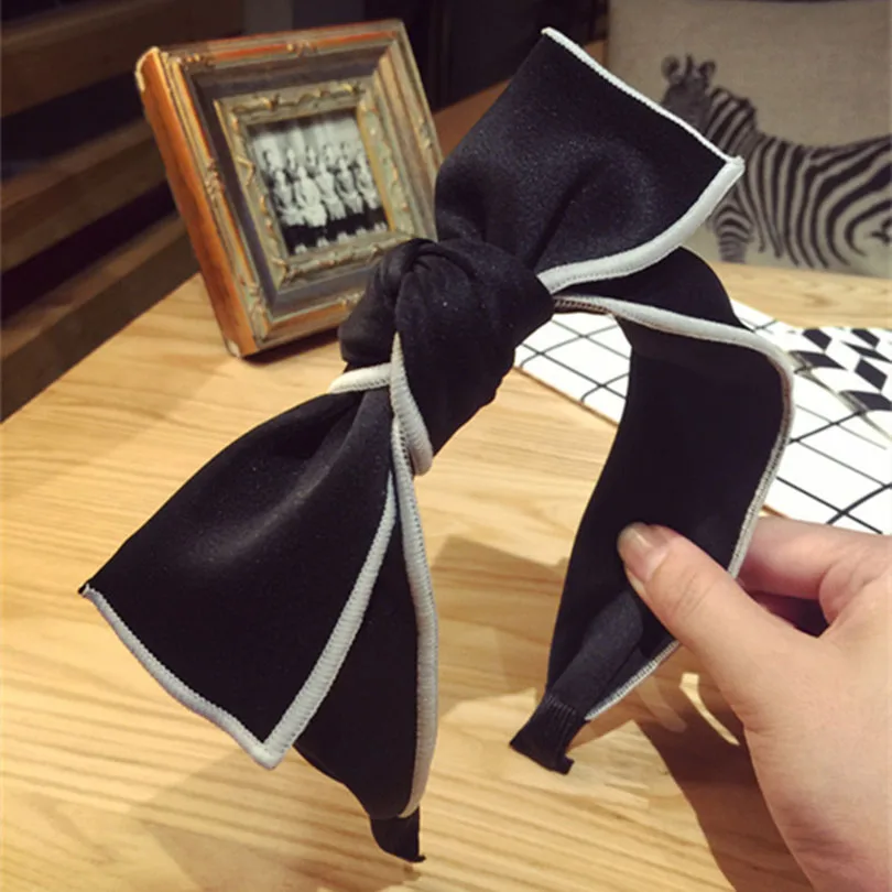 Haimeikang Hair Bows Hair Accessories White Black Rabbit Ear Ears Headbands Women Korea Hairbands Female - Цвет: 1