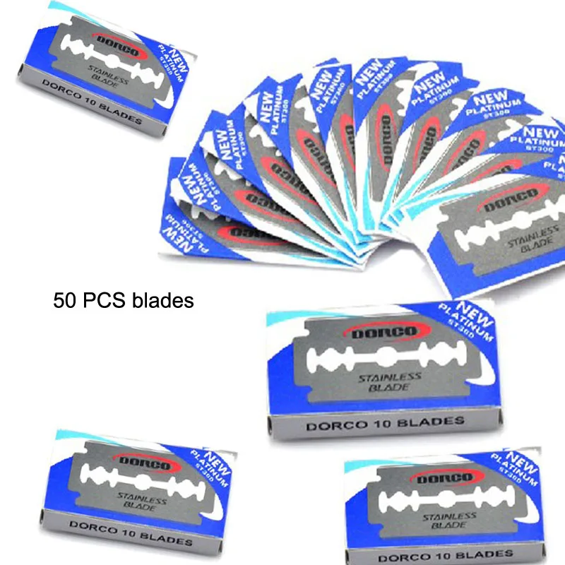 10 шт. бритвенные лезвия брендовые из нержавеющей стали безопасные бритвенные лезвия для бритья лезвия для бритвы для мужчин Lames De Rasoir парикмахерское лезвие - Цвет: 50 pcs blades
