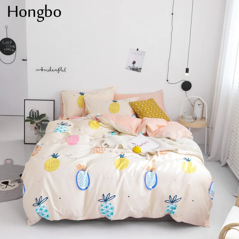 Hongbo набор постельных принадлежностей для мультфильмов пододеяльник маленькая свежая стильная наволочка простыня хлопок - Цвет: 51