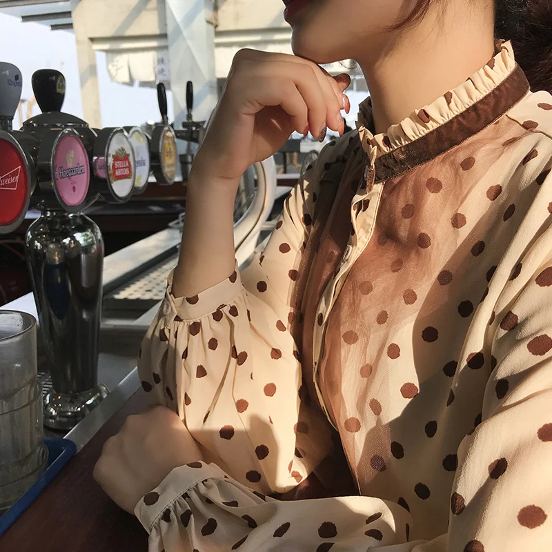 Mishow Женская шифоновая блузка в горошек женская блузка MX19A4836