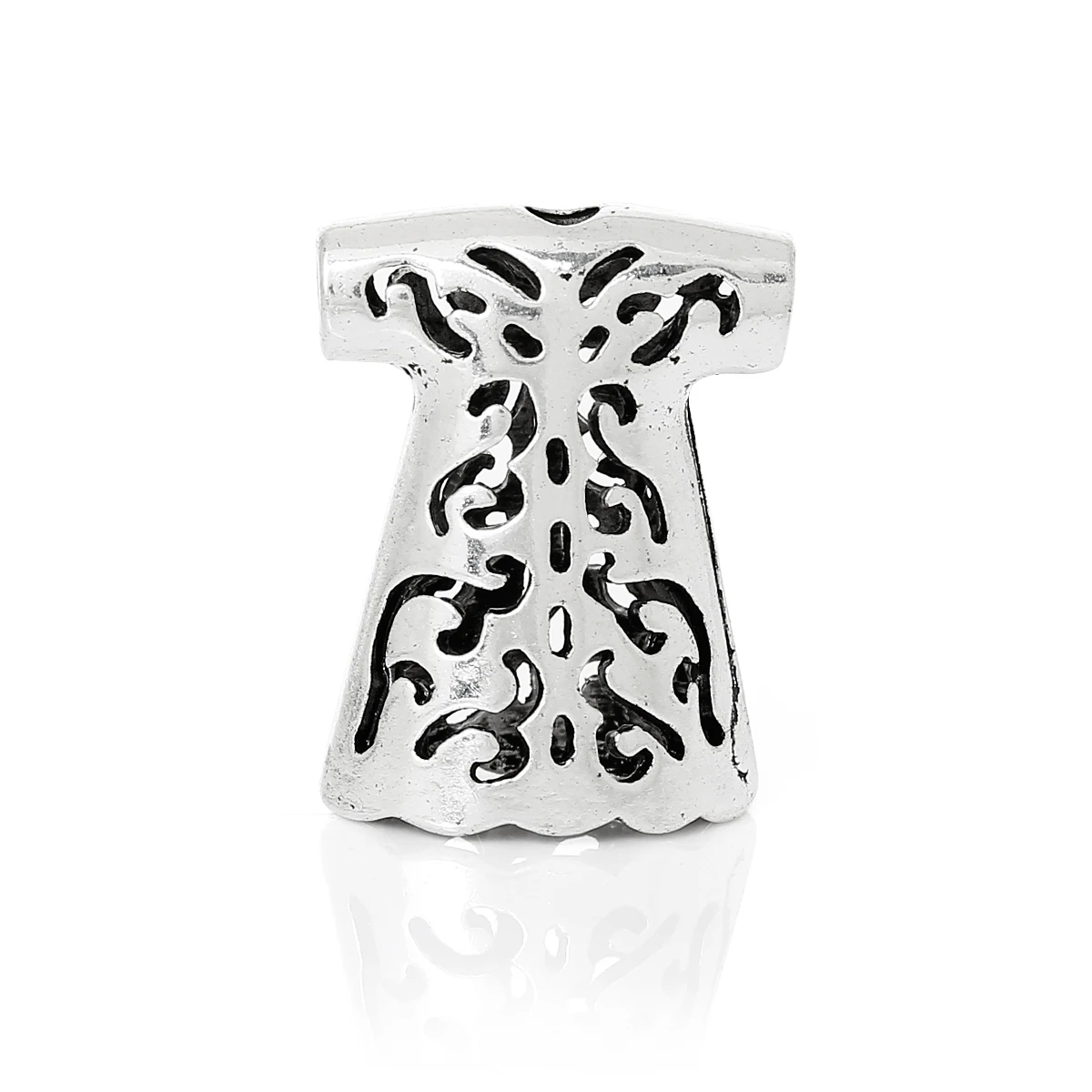 

DoreenBeads Zinc metal alloy Spacer Beads Clothes Antique Silver About 23mm(7/8")x18mm(6/8"),Hole:About 3mm,1 Piece