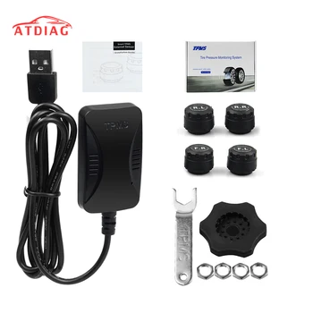 

Best quality pressure alarm monitor TPMS Car tire Pressure Monitoring System digital Display Solar energy Power USB