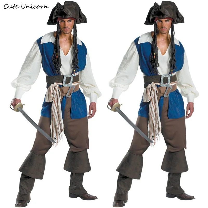 Pirates Blue Vest Cosplay Costume Halloween Suit