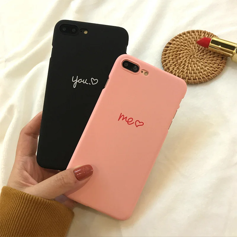Anti-knock Matte Frosted Mobile Phone Cover Case For iphone5 6/6s 6splus 7/8 8plus X/XS XR with Love Heart for Couples Use | Мобильные