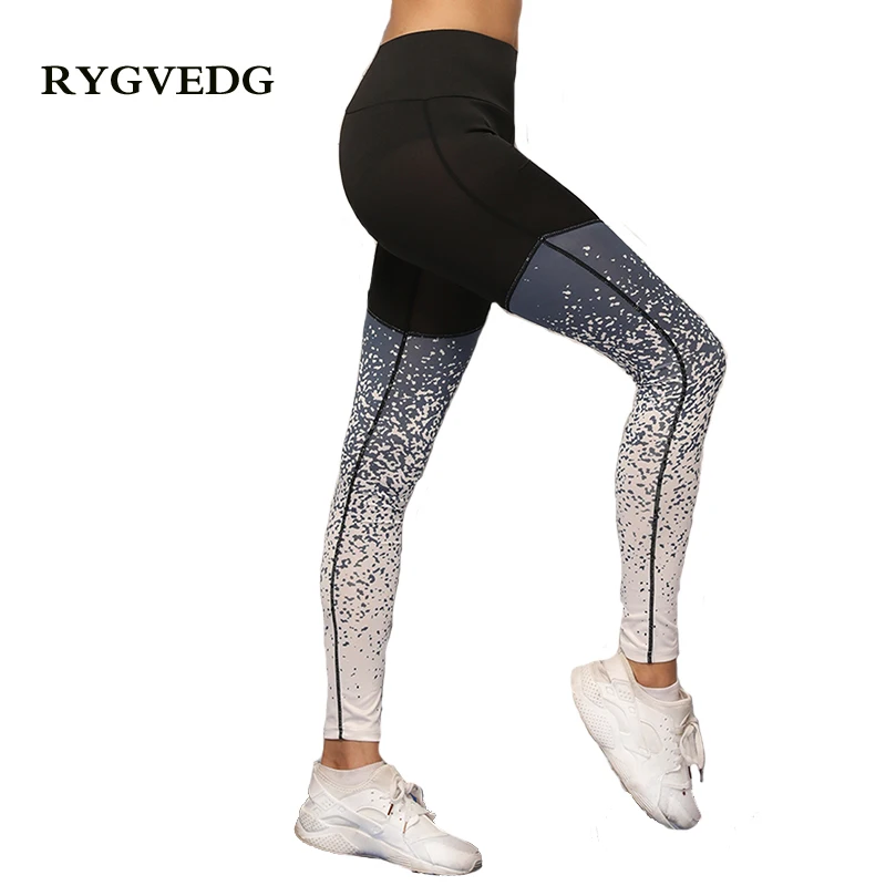 

Women Gradient Yoga Pants Running Fitness Sport Elastic Tights High Waist Elastic Leggings Training Pants Gym Jogging Trousers