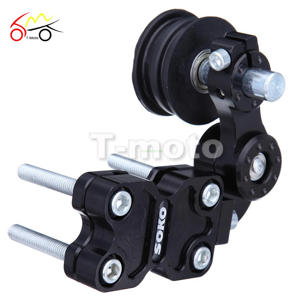 Black Aluminum Chain Tensioner Bolt on Roller Motorcycle Chopper ATV