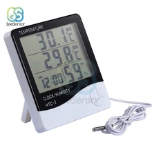 HTC-2 Digital LCD Thermometer Hygrometer Electronic Temperature Humidity Meter Weather Station Indoor Outdoor Clock цена HTC-2 Digital LCD Thermometer Hygrometer Electronic Temperature Humidity Meter Weather Station Indoor Outdoor Clock цены онлайн