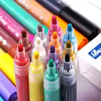 12 24 Colors DIY Acrylic Marker Painter Pen Highlighter Waterproof Permanent Paint Pen Works on Most Surfaces Art Design School