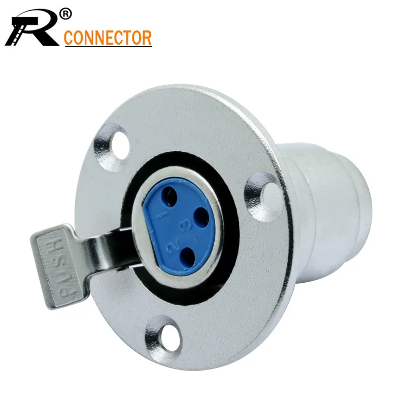 

1pc Nickel Plated 3PIN XLR Connector 3 Holes Panel Mount Push-type Female XLR Aviation Connector Audio XLR Adapter