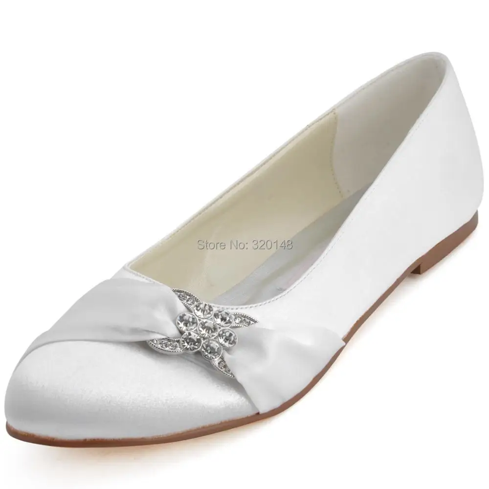 Женские свадебные туфли на плоской подошве; цвет белый, слоновой кости; удобные туфли с круглым носком; стразы; атлас; цвет Шампань, красный, синий; женские балетки; вечерние туфли; EP2006