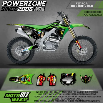 

PowerZone Custom Team Graphics Backgrounds Decals 3M Stickers Kit For Kawasaki KX250F 2013-2016 023