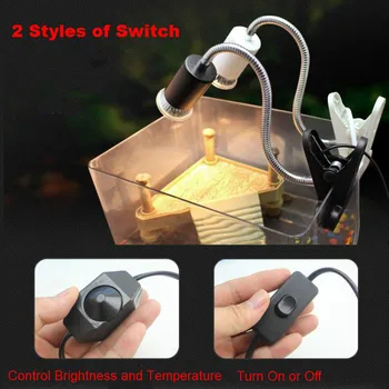 

New Aquarium Repitle UVA+UVB Heating Lamp Holder E27 Lamp Head Clip-on Light Holder For Turtle Lizard Frog 2 Style Switch
