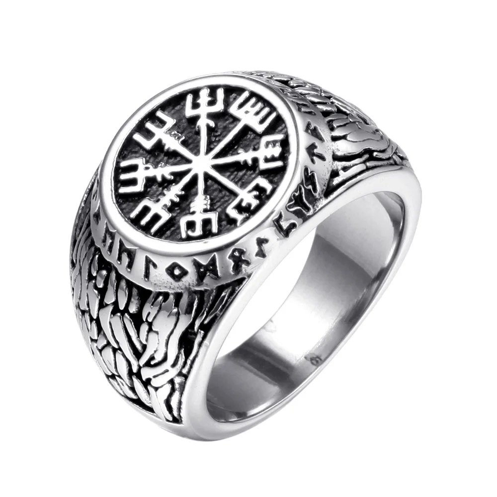

316L Stainless Steel Vintage Classics Hieroglyphics Men Rings Good Lucky Cool Biker Ring for Men Boy Jewelry Accessories Gift