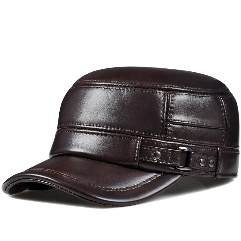 Günstige Dropshipping herren echt leder baseball cap hut mode neue stil weichen leder baskenmütze gürtel trucker caps Krokodil Korn H601