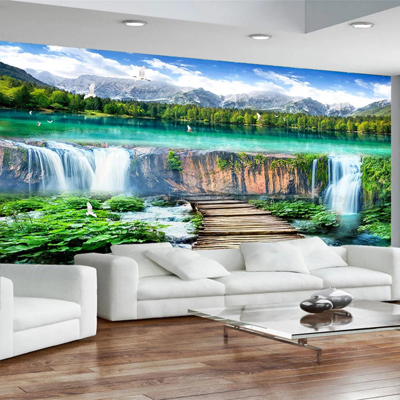 Estilo Chinês Cachoeira Paisagem Papel de Parede estilo chines cachoeira paisagem papel de parede 01