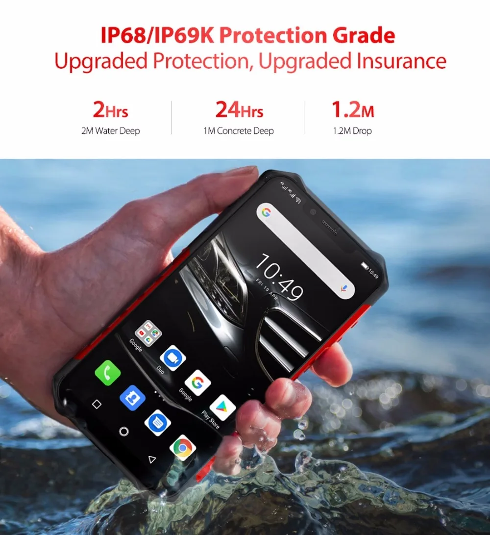 Ulefone Armor 6E мобильный телефон IP69K Водонепроницаемый Android 8,1 6," FHD+ Helio P7O Восьмиядерный 4 Гб+ 64 Гб беспроводной зарядки смартфон NFC