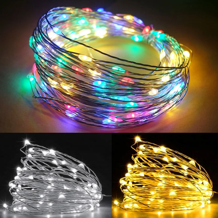 RGB гирлянды 5 м 10 м 15 м 20 м водостойкие светодиодные RGB/белый/теплый DC 12 В адаптер для свадебной вечеринки Рождество украшения дома
