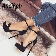 Aneikeh 2019 NEW 14.5CM Platform High Heels Sandals Summer Sexy Ankle Strap Open Toe Gladiator Party Dress Women Shoes Size 4-9 Aneikeh 2019 NEW 14.5CM Platform High Heels Sandals Summer Sexy Ankle Strap Open Toe Gladiator Party Dress Women Shoes Size 4-9
