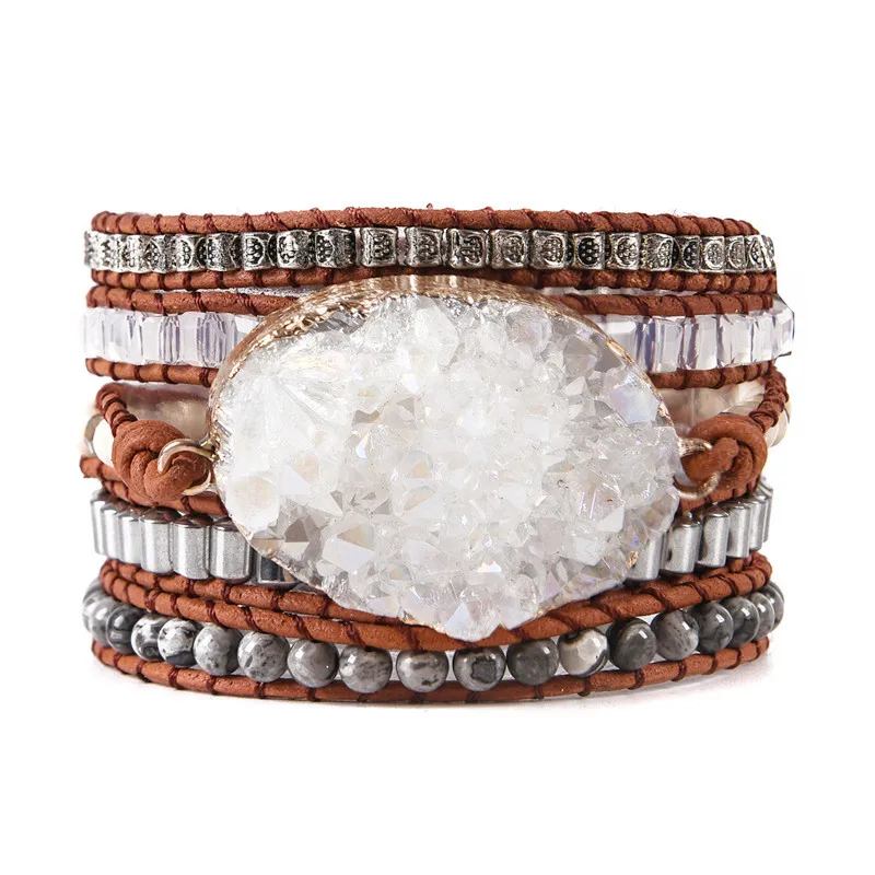 

YGLINE Natural Stone Bracelet 5 Wraps Bracelet Handmade Boho Bracelet For Women Bracelet Dropshipping