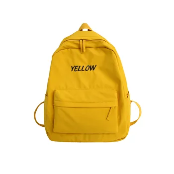 

Letter Printing Backpack for Women Leisure Trip Rucksacks Back Pack for Girls Teenager Yellow Color Laptop Bagpack School Bags