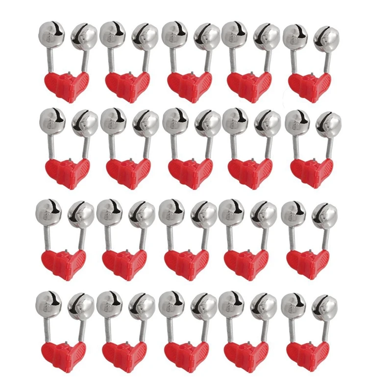 

20 Pcs Fishing Rod Alarm Dual Alert Bells Red Silver Tone