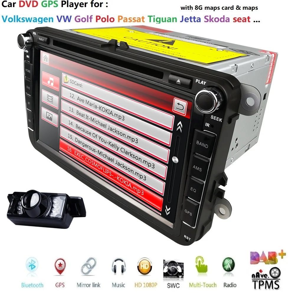 

Hizpo 2Din 8inch Car Radio For Volkswagen VW golf 6 touran passat B7 sharan Lavida polo with Navi GPS Card Car DVD Player BT CAM