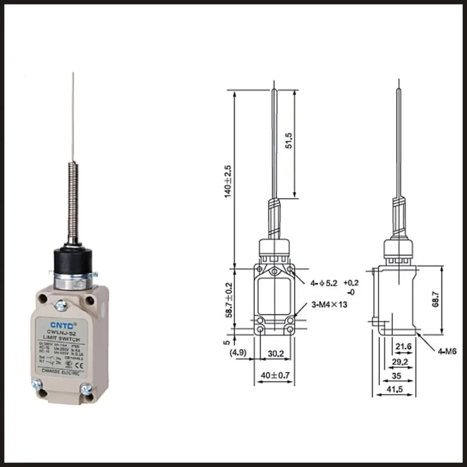 

Switch travel limit switch 24A Electrical Safety Key Interlock switch Compact Prewired Limit micro switch CWLNJ-S2