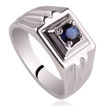 Rhodium Plated Men Genuine Sterling Silver Ring with 5 0mm Solitary Stone Party Wear Jewelry Size