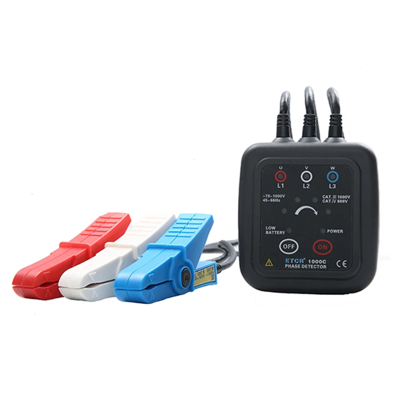 

ETCR1000C Digital 3 Phase Non-contact Phase Sequence Meter Detection Phase Detector Meter Phase Rotation Monitor Meter