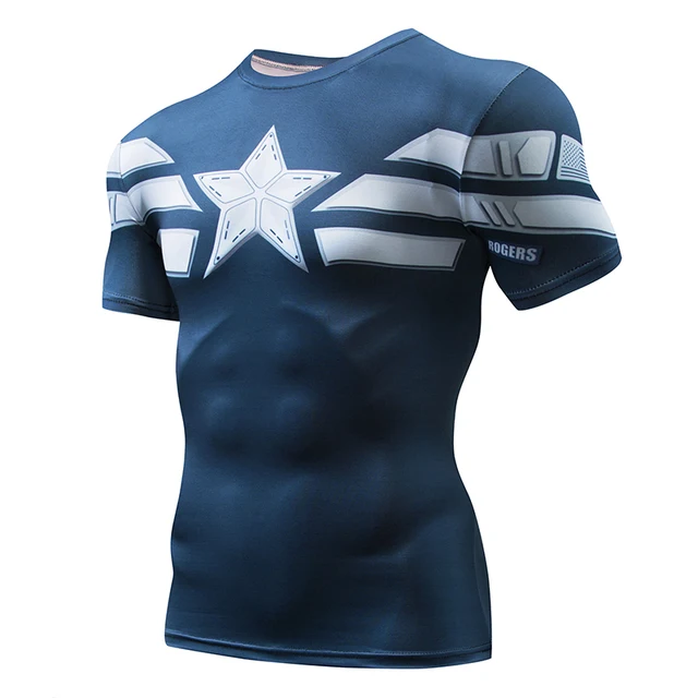 Best Price Marvel Superhero Compression Shirt Captain America Iron man Tights Gym Cycling Base Layer Men Fitness Sports Jersey Gym Clothing