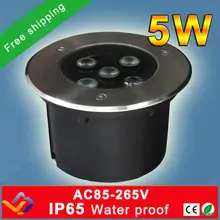 10 шт./лот 5*1 Вт круглый светодиодный подземный свет, AC85-265 V, 150x65 мм, нержавеющая сталь+ glasss, 3 года гарантии